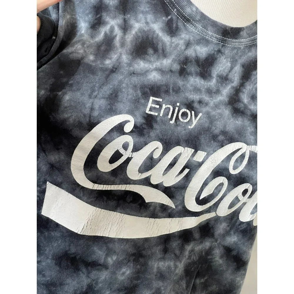 Coca Cola Blue/White Tie Dye Short Sleeve "Enjoy Coca Cola" T-Shirt - Picture 4 of 10